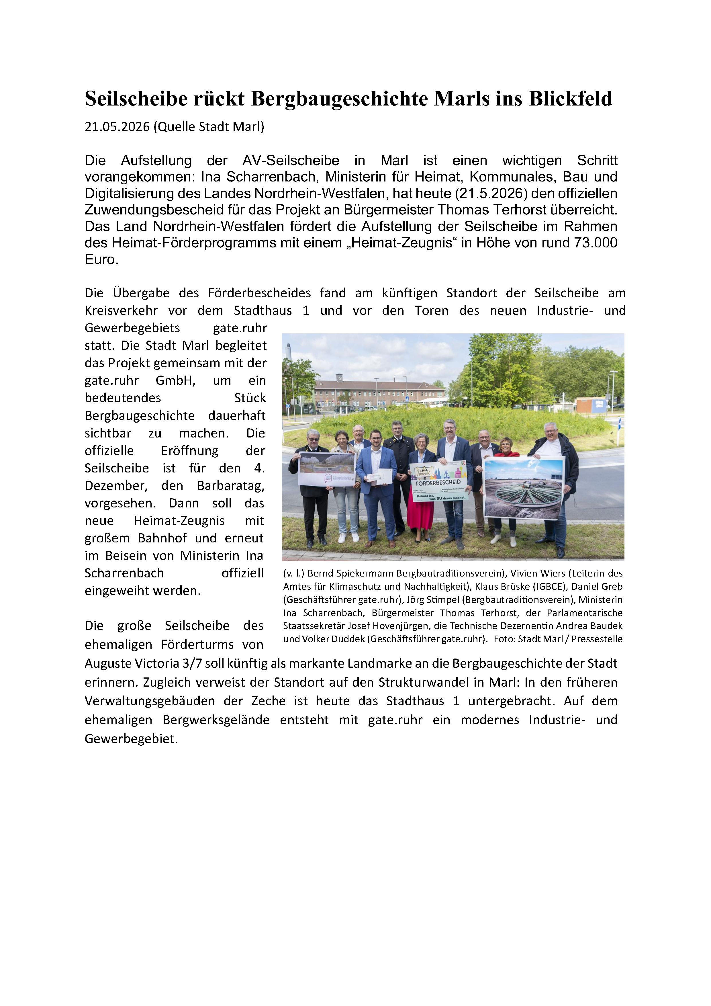 2026 05 21 Sheet Artikel Seilscheibe rückt Bergbaugeschichte Marls ins Blickfeld