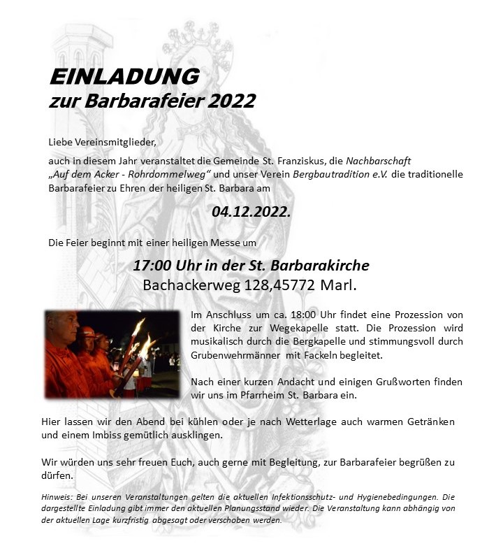 2022 11 13 Bild Einladung Barbarafeier 2022
